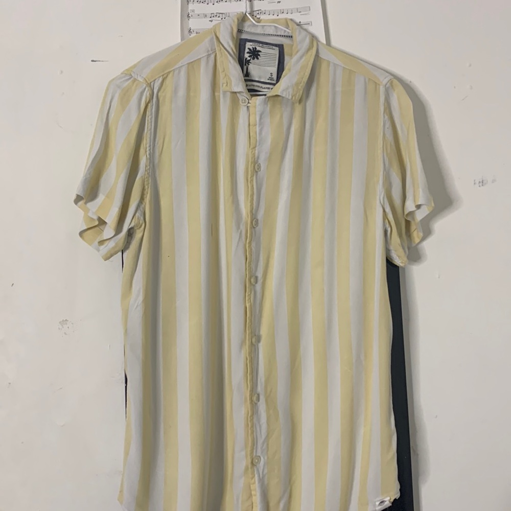 Free Planet yellow/white Button Down Shirt